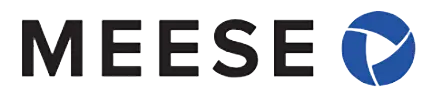 MEESE logo: bold black wordmark with a blue circular emblem to the right.